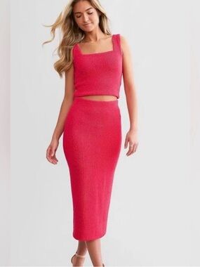 Ribbed ZSupply Tank & Matching Skirt in Bright Pink